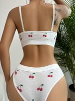 Women 2 Piece Ribbed Bra and Panty Sets Wireless Bralettes Thong Underwear - Image 2