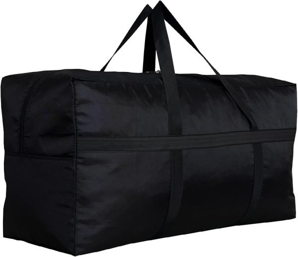 Extra Large Storage Duffle Bag with Zippers and Handles, Black Big Foldable Duffle Bag for Travel-130L