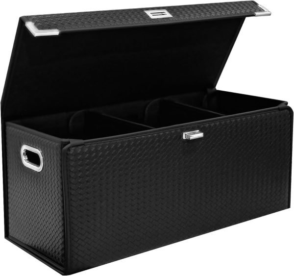 Trunk Organizer for ,Car Trunk Organizer with Lid,New Car Essentials,Multi-Functional,Foldable Cargo Trunk Storage Box-Black-XL