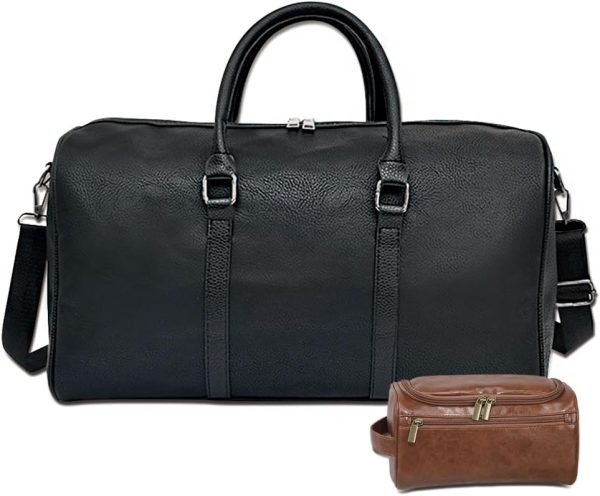 men Business Travel Bag, Adjustable Large Capacity Carry on Duffel Bag, PU Leather, Waterproof Weekender Bag, Night Bag for Men and Women
