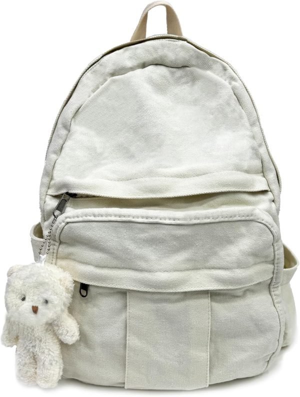 Cute Canvas Backpacks for Women Girls, Aesthetic Laptop Bookbag Vintage Backpack for College High School