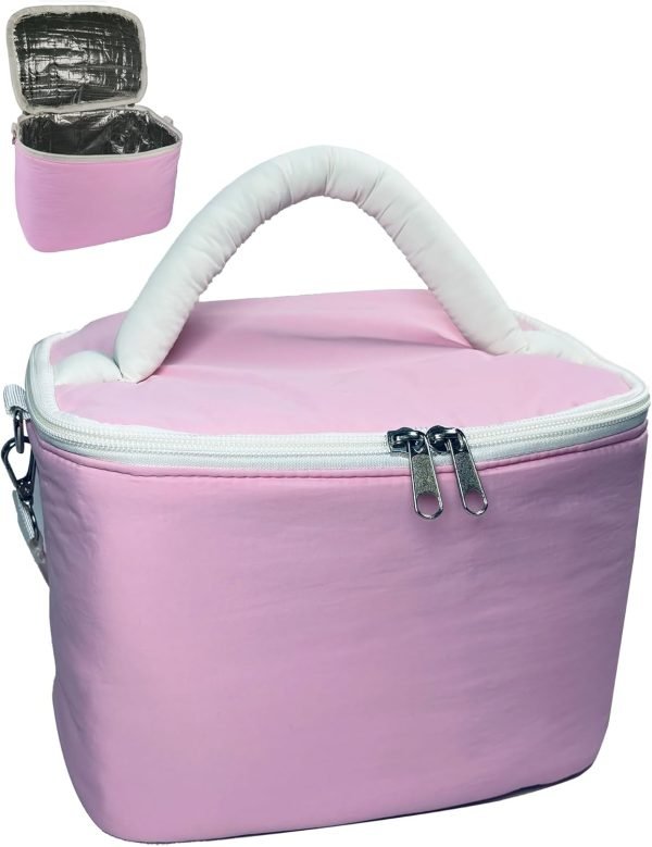 Pink Insulated Lunch Bag for Women, Reble & Large Capacity, Keeps Food Warm and Cool, Portable, Stylish & Easy to Clean, Ideal for Work, Office, Commute, and Picnics