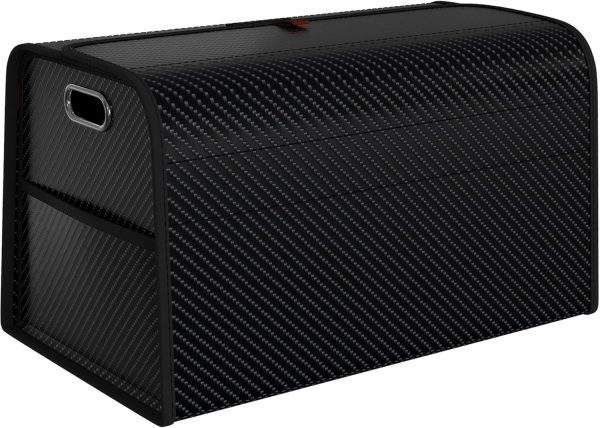 Car Storage Organizer, Leather Trunk Organizer with Collapsible Storage, Large Capacity for , Truck, MPV (Carbon Fibre, L)