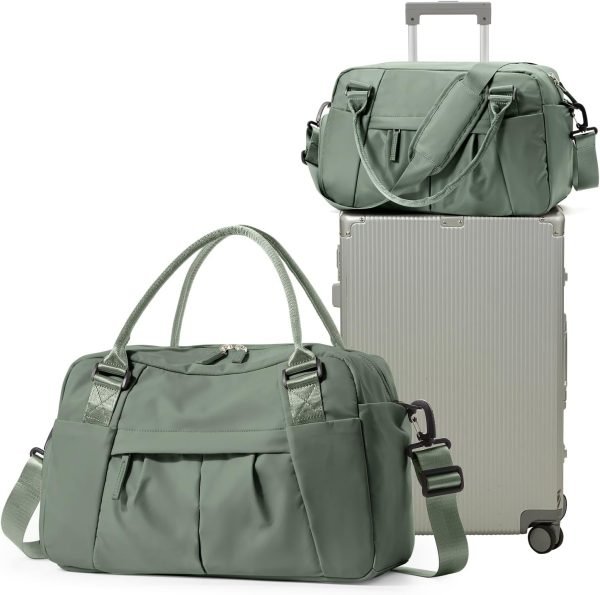 and  Women Travel Duffel Bag Cabin Bags, Sports Bag Gym Bag with Shoe Compartment Weekend Bag, Hospital Bag, A3 Army Green, 40x20x25