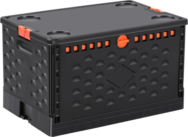 Storage Bins With Lids 16 Gal-Collapsible Crate- Stackable Containers Box-Book，Trunk,Closet Organizer-Rolling Tools Box，Foldable Milk Crate,Grocery Baskets，For Room Organizing