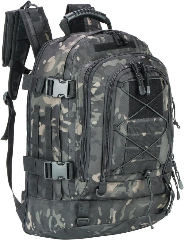 Large Tactical Backpack for Men Military Backpack with DIY System for Travel, Work,Camping,Hunting,Hiking,Sports (Night Camo)
