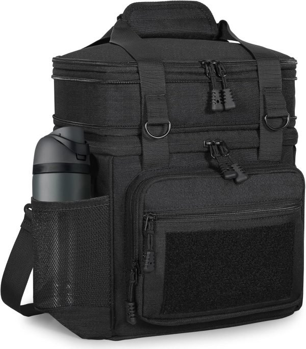 Tactical Lunch Box Cooler Bag - Expandable Insulated Lunch Bag for Men Women - Large Lunchbox for Adults Work Shifts Outdoor Trips Black 16L