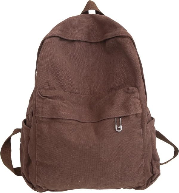 Vintage Canvas Backpack for Women  Cute Boho School Backpack Casual Y2K Aesthetic Backpack (Coffee)